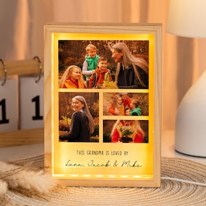 Grandma Photo Light Box, Personalized Mothers Day Gift for Grandma, Nana Led Night Light, Custom Light Up Frame, Grandmother Birthday Gift