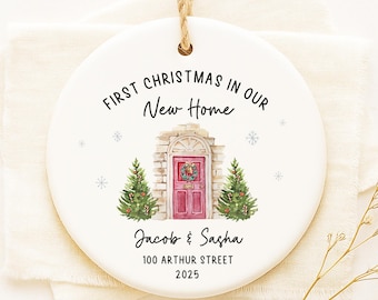 First Christmas In Our New Home Ornament 2025, Personalized New House Xmas Bauble, Custom Address Ornament, 1st Christmas Home Keepsake