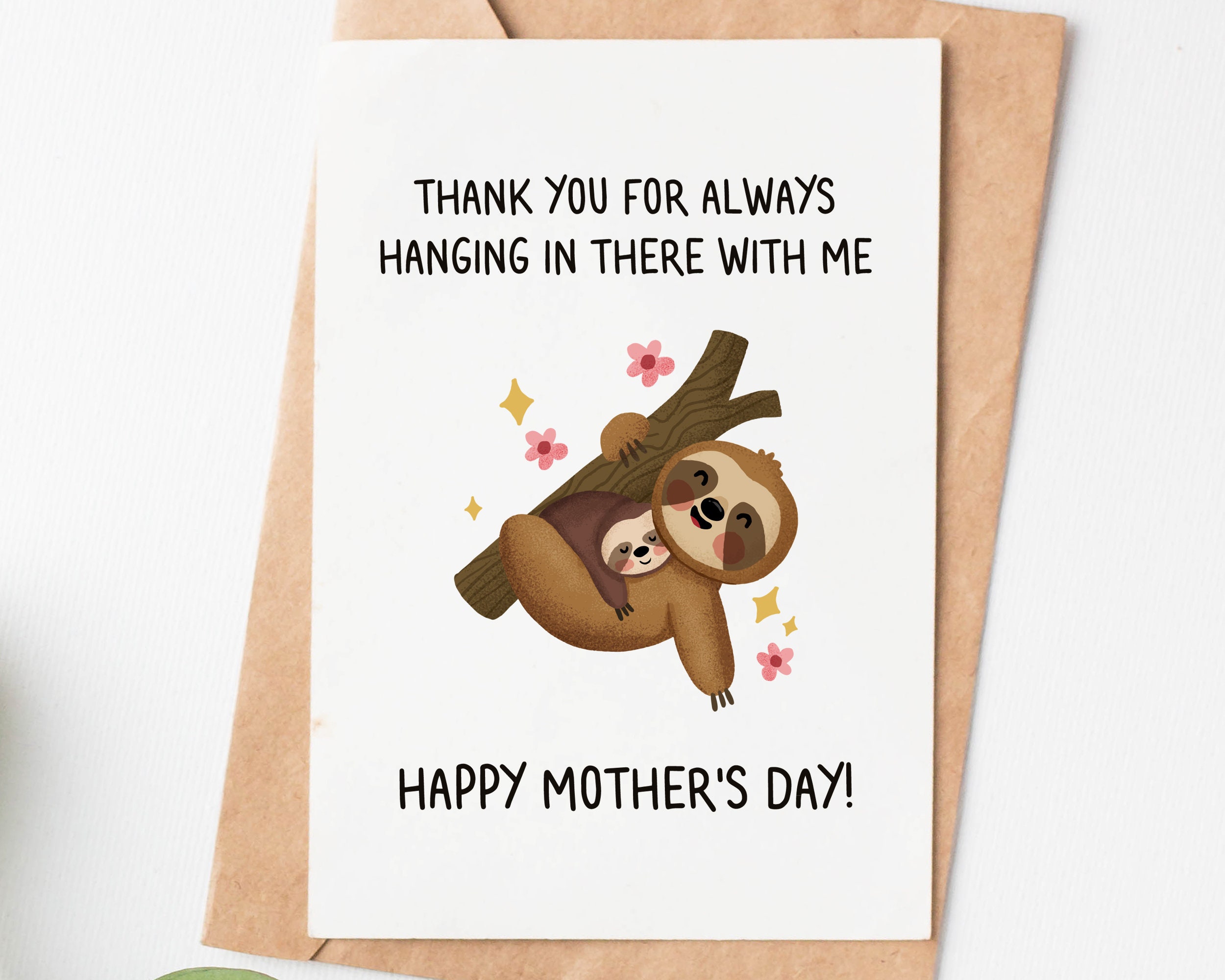 Sloth Mom Card Mothers Day Card for Mom Happy Mother's - Etsy