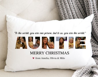 Custom Auntie Pillow, Personalized Family Photo Pillow, Mothers Day Gift for Aunt, Sister Birthday Gift, Aunt Christmas Gift from Niece