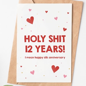 12 Years Anniversary Card, Happy Silk Anniversary Card, 12th Wedding Anniversary Card For Husband, 12th Anniversary Gift For Men Or Women