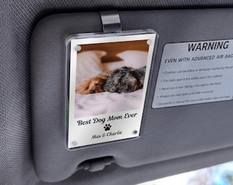 Custom Pet Photo Car Visor Clip, Mothers Day Gift from Dog, Personalized Dog Mom Gift, Dog Lover Birthday Gift, Dog Dad Christmas Gift