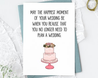 Sarcastic Wedding Card, Funny Wedding Congratulations Card, Bridal Shower Card, Rude Engagement Card, Future Bride Card, Bride To Be Gift