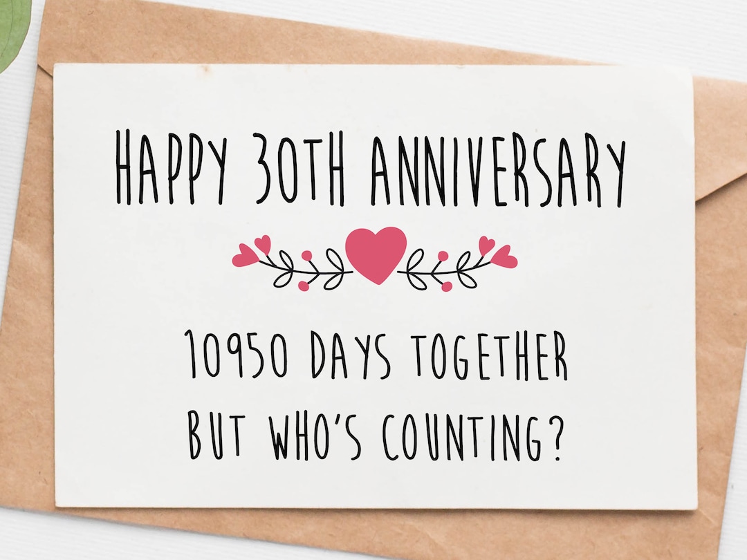 Funny 30th Anniversary Card for Husband Wife, 30 Year Anniversary Card ...