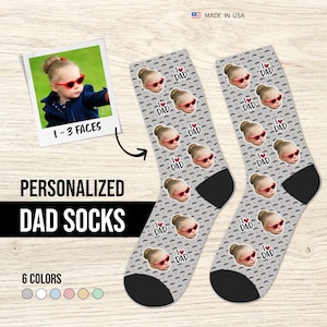I Love Dad Socks, Personalized Fathers Day Gift for Dad, Custom Face Socks, Dad Birthday Gift from Baby, Dad Christmas Gift, Husband Gift