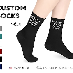 Personalized Christmas Gift for Men Women, Custom Text & Photo Socks, Novelty Socks, Stocking Stuffers, Stocking Fillers, Secret Santa Gift