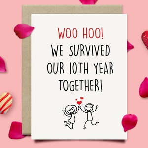 Funny 10th Anniversary Card For Husband Wife, Tenth Anniversary Gift For Her, Tin Anniversary Gift For Him, 10 Year Gift For Boyfriend