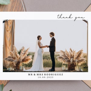 Custom Wedding Party Card, Personalized Thank You Card, Mr and Mrs Card, Bride and Groom Card, Personalized Photo Card, Bridal Name Card