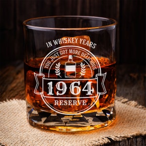 60th Birthday Gift for Men, 60th Birthday Party Whiskey Glass, 60 Year Old Birthday Gift for Dad or Uncle, Turning 60 Gift