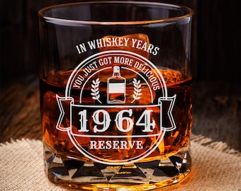 60th Birthday Gift for Men, 60th Birthday Party Whiskey Glass, 60 Year Old Birthday Gift for Dad or Uncle, Turning 60 Gift