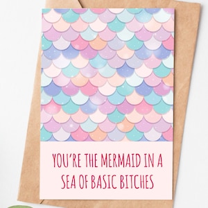 Funny Mermaid Card, Friendship Card, Best Friend Birthday Card, Sister Birthday Card, Birthday Card For Coworker, 21st Birthday Gift For Her