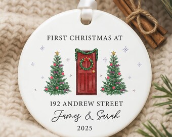 First Christmas In Our New Home Ornament 2025, Personalized New House Xmas Bauble, Custom Address Ornament, 1st Christmas Home Keepsake