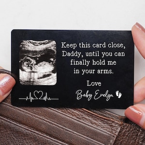 Personalisierte 1. Vatertagsgeschenk für Papa, Papa, Metall Brieftasche Karte, Papa Geburtstagsgeschenk vom Baby, New Dad Geschenk, Ultraschall Andenken