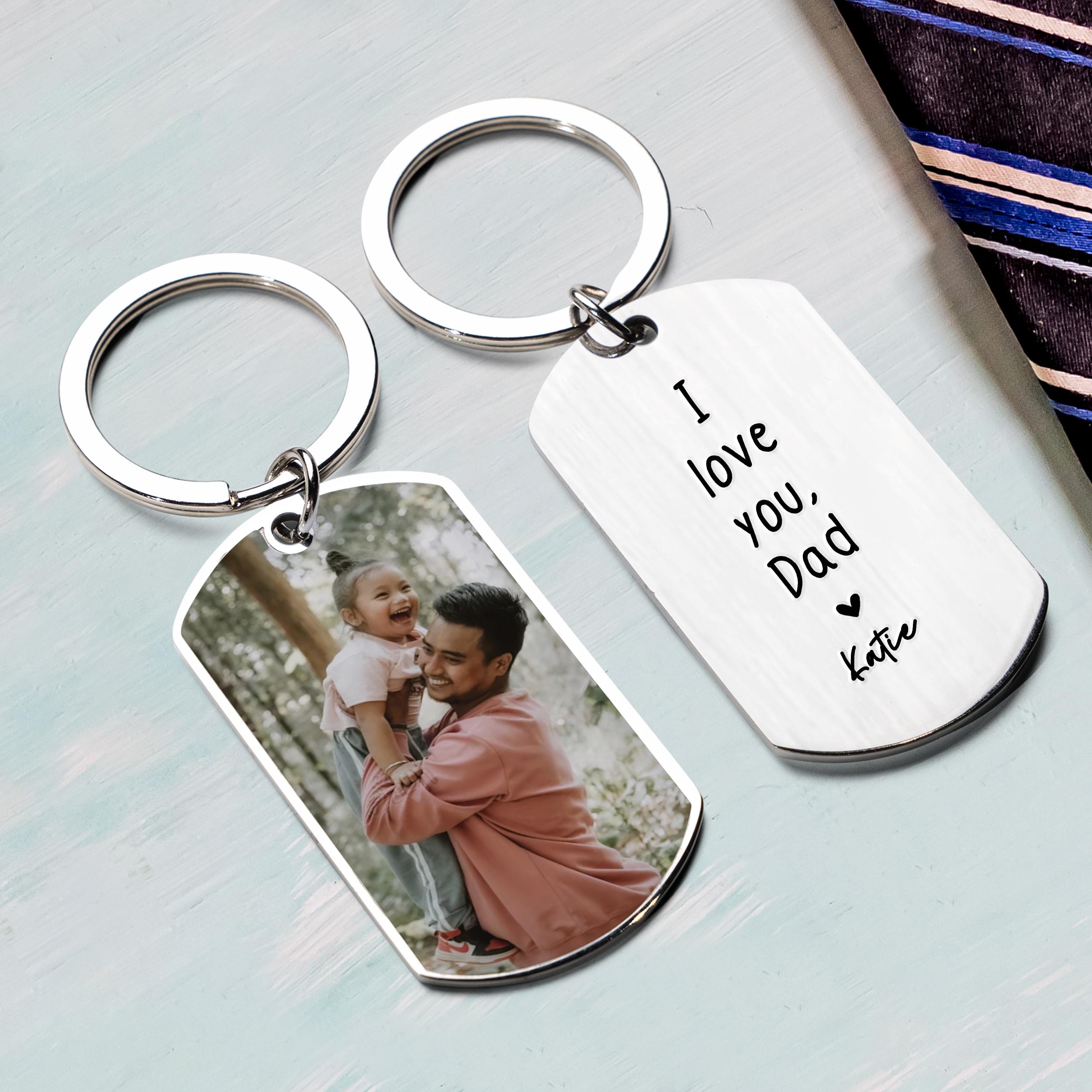 LEQIEC Dad Keychain Gift - Engraved 'I'll Always Be Your Little Boy, You Will Always Be My Hero'