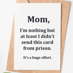 Funny Mothers Day Card For Mom, Mom Birthday Card, Sarcastic Mom Greeting Card, Mothers Day Gift From Daughter Or Son, Mum Birthday Gift