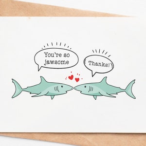 Funny Shark Love Card, You'Re So Jawsome, Romantic Anniversary Card For Him Or Her, Boyfriend Or Husband Anniversary Gift