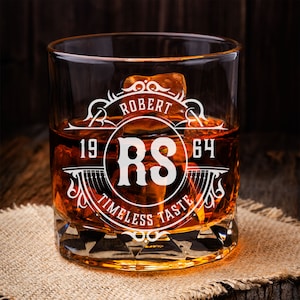 Personalized 60th Birthday Gift for Men, Custom Monogram Whiskey Glass, 60 Year Old Birthday Gift for Husband, Turning 60 Gift