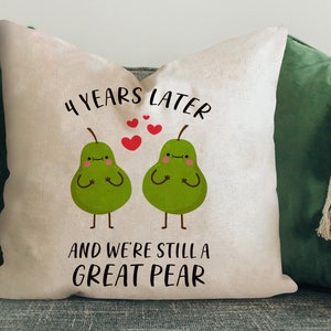 4th Wedding Anniversary Gift for Husband Wife Couple, Great Pear Throw Pillow Cover, 4 Year Anniversary Gift for Boyfriend Girlfriend