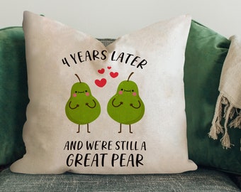 4th Wedding Anniversary Gift for Husband Wife Couple, Great Pear Throw Pillow Cover, 4 Year Anniversary Gift for Boyfriend Girlfriend
