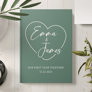 Paper Anniversary Journal, Personalized Couples Journal, Custom Love Notebook, First Anniversary Gift for Husband, Wife, Wedding Memory Book