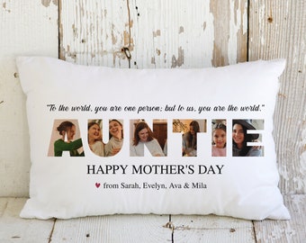 Auntie Pillow Personalized, Mothers Day Gift for Aunt, Aunt Birthday Gift from Niece Nephew, Custom Photo Pillow, Auntie Christmas Gift