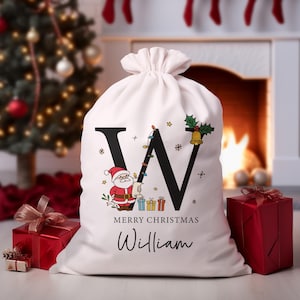 Custom Christmas Sack, Personalized Name & Initial Santa Sack, Kids Christmas Stockings, Christmas Gift Bag, Christmas Toy Sack