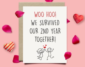 Funny 2nd Anniversary Card For Husband Wife, Second Anniversary Gift For Her, Cotton Anniversary Gift For Him, 2 Year Gift For Boyfriend