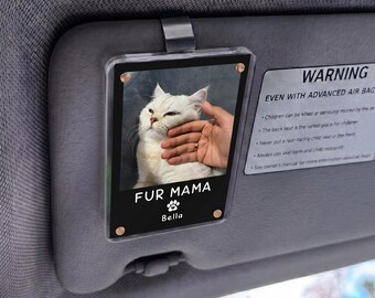 Fur Mama Custom Pet Photo Car Visor Clip, Personalized Cat Cat Mom Gift, Cat Lover Birthday Gift, Mothers Day Gift from Dog, Dog Mom Gift