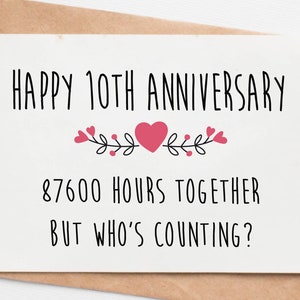 Funny 10th Anniversary Card For Husband Wife, 10 Year Anniversary Card For Boyfriend Girlfriend, Tin Anniversary Gift For Her Him