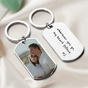 Llavero con foto personalizado para novio, regalo personalizado de San Valentín para él, regalo de aniversario para esposo y esposa, llavero con foto de pareja