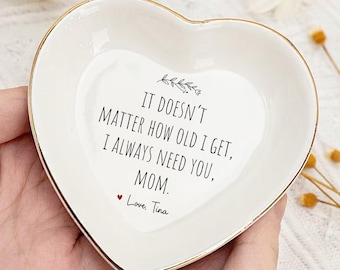 I Always Need You Mom Trinket Tray, Custom Mom Ring Dish, Personalized Mothers Day Gift from Kids, Mum Birthday Gift from Daughter or Son