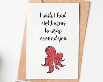 Octopus Valentines Day Card For Him Or Her, Funny Valentines Gift For Husband Wife Boyfriend Girlfriend, Romantic Anniversary Card