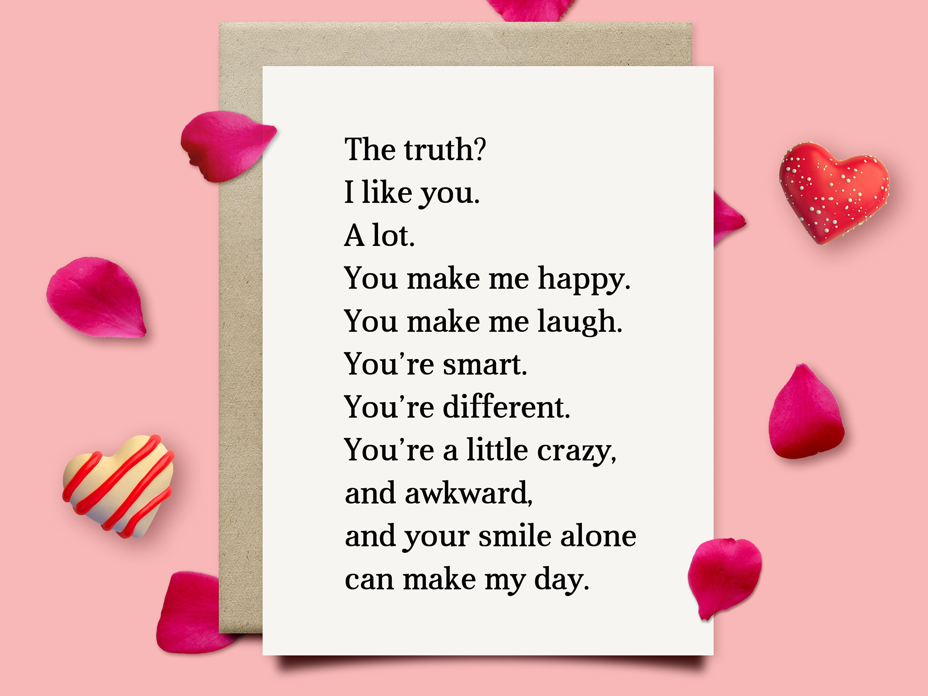 Romantic Valentines Day Card for Him Her, I Like You A Lot, 1st