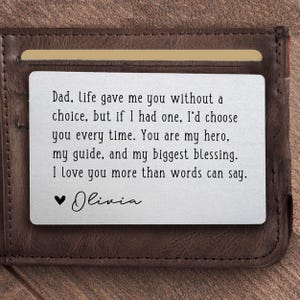 Tarjeta de billetera de metal "Te amo papá", regalo personalizado para el Día del Padre, regalo personalizado para papá, regalo de cumpleaños para papá de hija, hijo e hijos.
