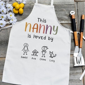 Nanny Apron Personalized, Mothers Day Gift for Mom, Grandma Birthday Gift from Grandkids, Custom Grandmother Gift, Nana Christmas Gift