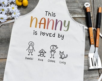 Nanny Apron Personalized, Mothers Day Gift for Mom, Grandma Birthday Gift from Grandkids, Custom Grandmother Gift, Nana Christmas Gift