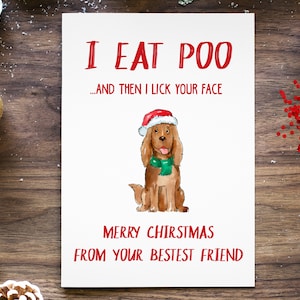 Funny Dog Christmas Card Pack, I Eat Poo Xmas Greeting Cards, Holiday Cards, Christmas Gift From Dog, Dog Lover Christmas Gift