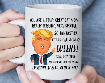 Lustige Katze Mama Becher, Katze Mama Geschenk, Präsident Trump Becher, verrückte Katze Lady, Katze-Liebhaber-Geschenk, Katze Besitzer Geschenk, Weihnachtsgeschenk für Katze Mama