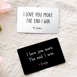 Regalo personalizado para el día de San Valentín para él, tarjeta de billetera de metal con la frase "Te amo", regalo de aniversario para esposo o novio, regalo de cumpleaños para hombres