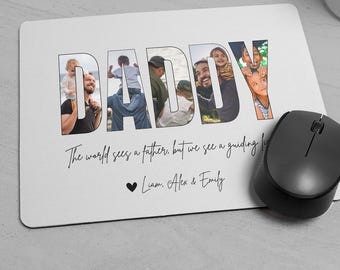 Daddy Mousepad, Fathers Day Gift from Kids, Custom Photo Mousepad, Personalized Mouse Pad, Dad Birthday Gift from Daughter or Son