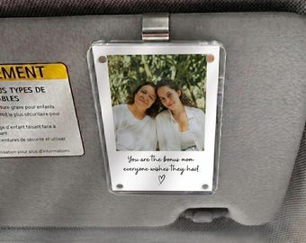 Custom Photo Car Visor Clip, Bonus Mom Gift from Stepdaughter, Personalized Mothers Day Gift for Stepmom, Stepmother Keepsake