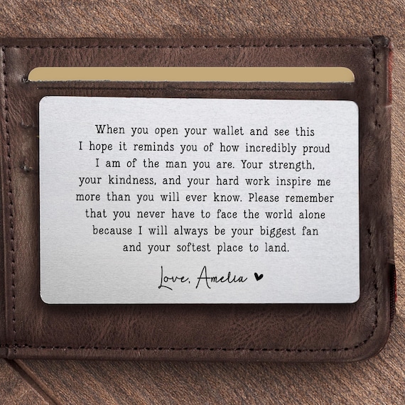 Personalized Valentines Day Gift for Him, Steel Anniversary Gift for Husband, I Love You Wallet Insert Card, Boyfriend Birthday Gift