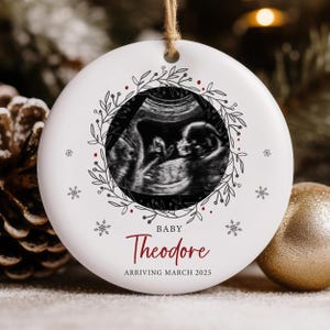 Personalized Ultrasound Ornament, Birth Announcement Ornament, Pregnancy Reveal Ornament, Baby Arriving Keepsake, Sonogram Ornament