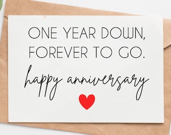 1st Wedding Anniversary Card For Husband Wife, First Anniversary Card For Boyfriend Girlfriend, Paper Anniversary Gift For Him Her