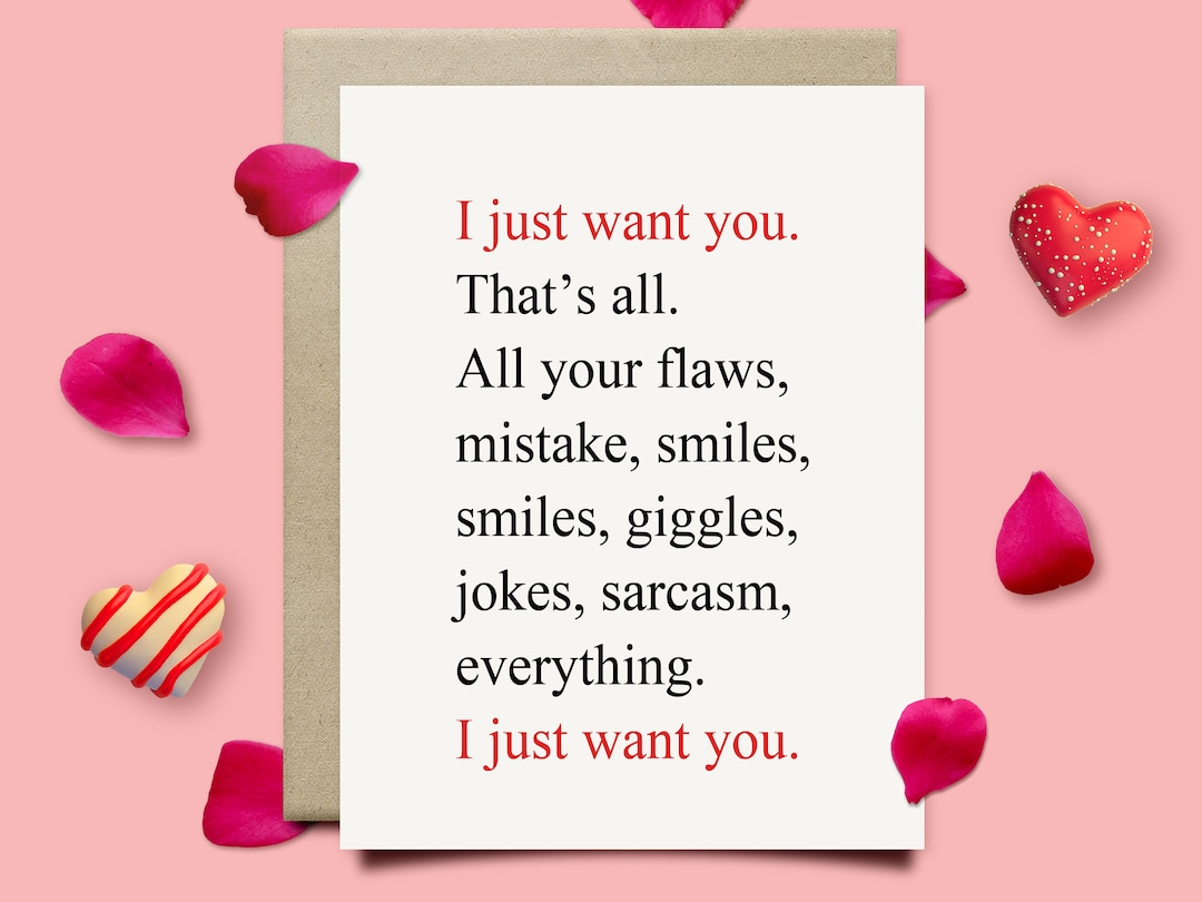 Romantic Love Card for Him or Her, Valentines Day Card for Boyfriend or ...