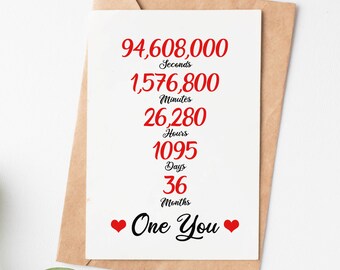 3rd Anniversary Card For Him Or Her, Leather Anniversary Card For Husband Wife, Third Anniversary Gift For Boyfriend Girlfriend Men Women