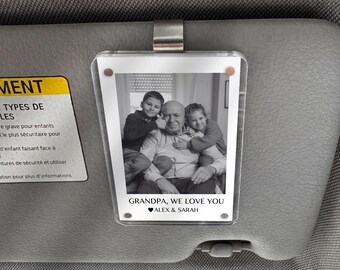 Custom Photo Car Visor Clip, Personalized Grandfather Gift, Fathers Day Gift for Grandpa, Papa Gift from Grandkids