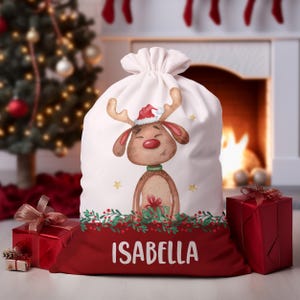 Personalized Christmas Gift Bag, Kids Christmas Toy Sack, Custom Santa Sack, Christmas Eve Box, Xmas Drawstring Bag, Christmas Stockings