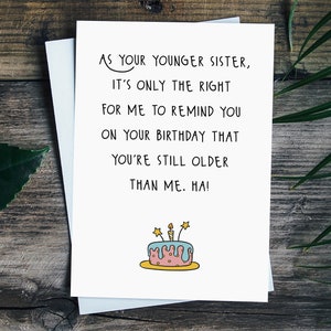 Funny Birthday Card For Sister, Rude Birthday Card, Sister Birthday Card, Big Sister Birthday Gift, Best Friend Birthday Card
