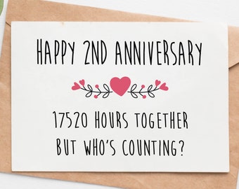 Funny 2nd Anniversary Card For Husband Wife, Second Anniversary Card For Boyfriend Girlfriend, Cotton Anniversary Gift For Her Him
